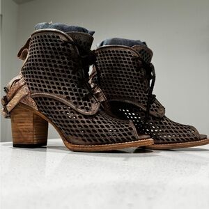Freebird by Steven Dark Brown Mesh Heeled Boots